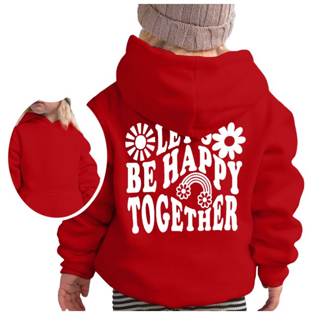 GDREDA Sweat à Capuche Preppy pour Fille, Manches Longues, Sweat Graphique Doux, Pull Mignon pour Enfants (Rouge, 12-13 Ans)