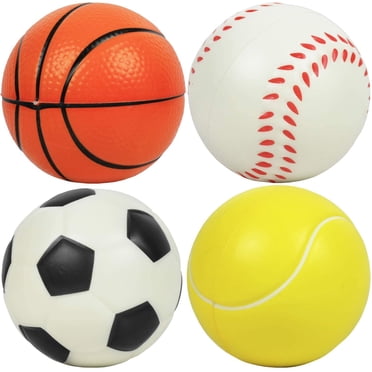 Ensemble de Ballons de Sport en Mousse Souple pour Enfants 4 Ballons - Soccer Basketball Baseball Tennis