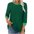 thumbnail image 1 of HAiming Chandails 3/4 pour Femmes, Hauts Habillés Décontractés, Blocs de Couleur, Col Ras du Cou, T-Shirts Basiques de Mode d'Automne, Vêtements, 1 of 7