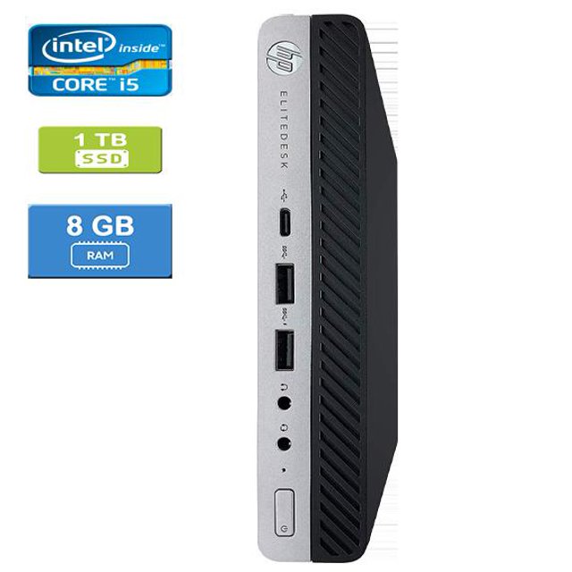 Refurbished: HP 800 G3 MINI Intel Core i5-7500T 2.70 GHz, 8GB, 1TB SSD, Win 10 Pro