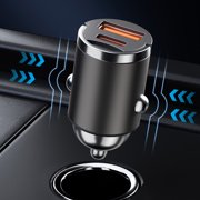 Linnome 30W Fast Car Charger with Dual Ports for iPhone Android, Mini Cigarette Lighter Adapter for Car Boat