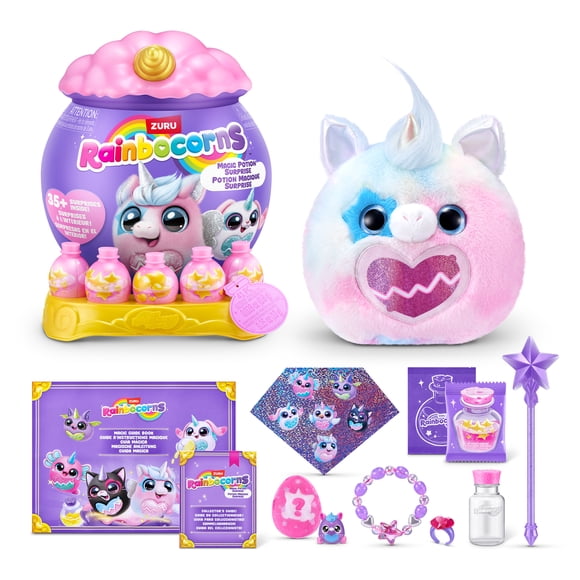 Rainbocorns Magic Potion Surprise Series 1 by ZURU – Magical Plush Surprise Toy with Collectible Booboocorn, DIY Jewelry, and Creative Accessories, Toy for Girls (Ages 3+).