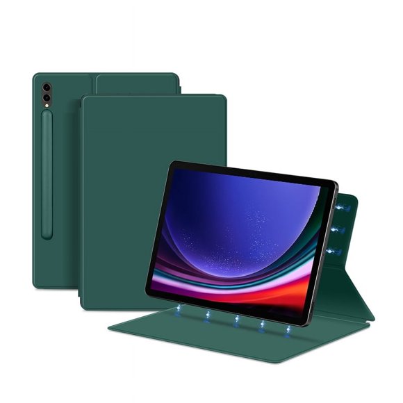 Magnetic Case for Samsung Galaxy S9 S8 Ultra Case Tablet Cover for Galaxy Tab S7 S9 FE Plus Case Slim Protective Leather Funda Green S8 Ultra 14.6 inch