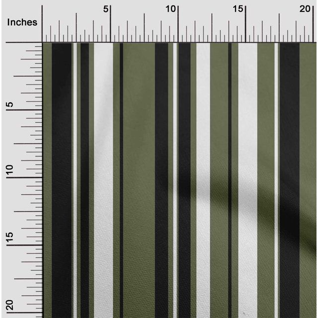 oneOone Cotton Cambric Olive Green Fabric Stripes Sewing Material Print Fabric By The Yard 56 Inch Wide-R54