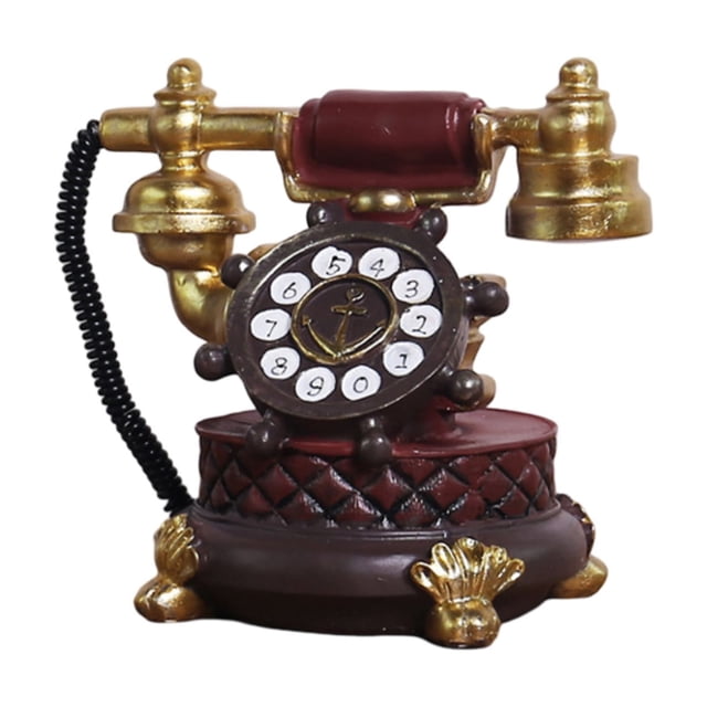 Desktop Ornament for Home 7 Inch Retro Phone European Resin Dialing Phone Decoration for Desk Bar Window Display and Room