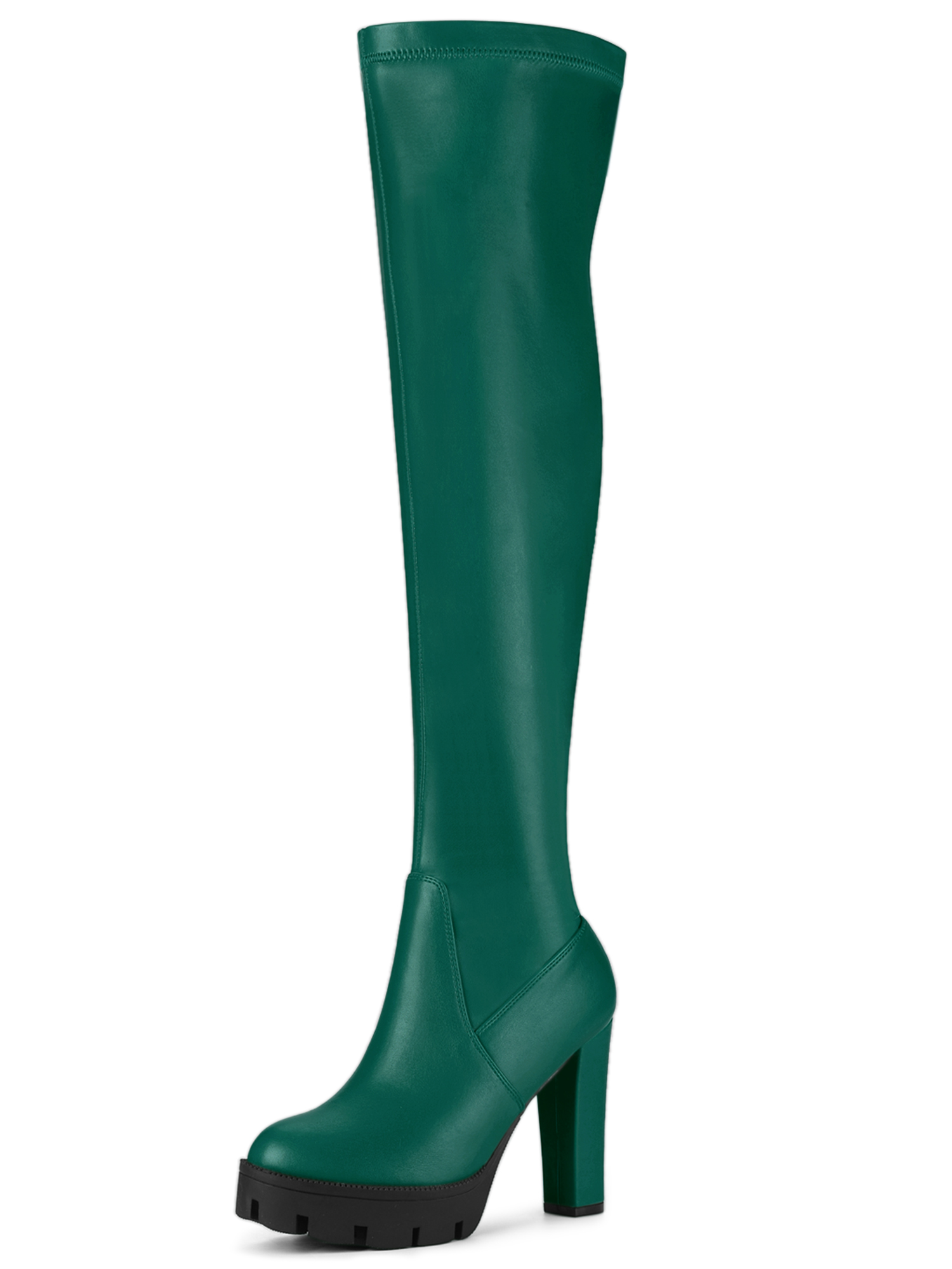 Unique Bargains Women's Platform Heels Chunky Heel Over Knee High Boots