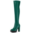 thumbnail image 1 of Unique Bargains Women's Platform Heels Chunky Heel Over Knee High Boots, 1 of 7