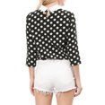 thumbnail image 3 of INSPIRE CHIC Blouse à Col Peter Pan Contrastant pour Femmes, Rentrée Scolaire, Manches 3/4, Chemises, TG, Noir, 3 of 8