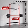 thumbnail image 4 of Folding Wall Mounted Squat Rack, 1000lbs Capacity Multi-Functional Power Rack, with Pull Up Bar, J Hooks and Landmine, for Weights, Bars and Equipment, for Small Space Apartments and Garage Workouts, 4 of 6