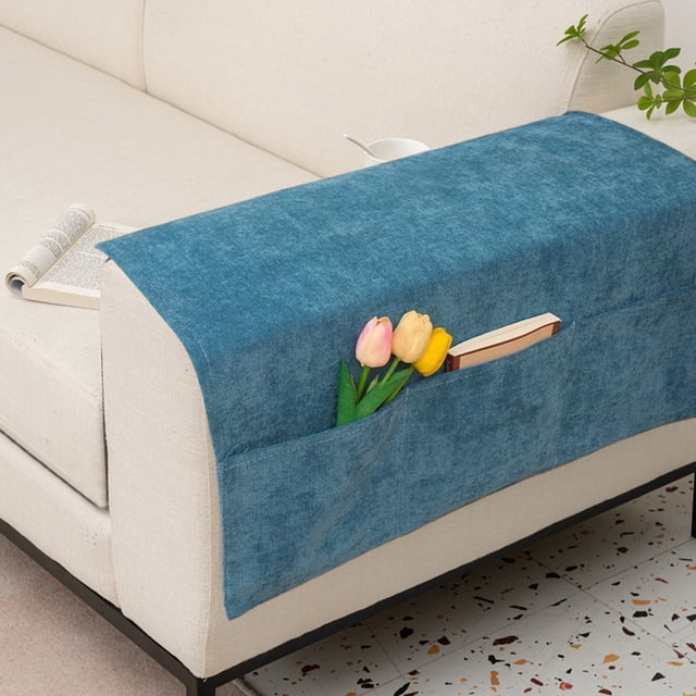 PRETXORVE Couch Arm Covers, Armchair Slipcover for Couch with 3 Pockets for TV Remote Control,Non- Sofa Arm Covers Washable Sofa Armrests Covers for Living Room