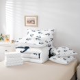 thumbnail image 4 of Erosebridal Ensemble de Literie Rétro avec Ancre, Format Simple, Ensemble de Lit à Thème Nautique, Décoration de Chambre Blanc Bleu Marine, Réversible 7 Pcs, 4 of 5
