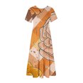 thumbnail image 3 of Pisexur Robes d'Été de Plage pour Femmes Décontractées à Fleurs à Manches Courtes Boho Robe Maxi à Fleurs Col Ras du Cou Smockée à Étages Fluide Longues Robes, 3 of 3