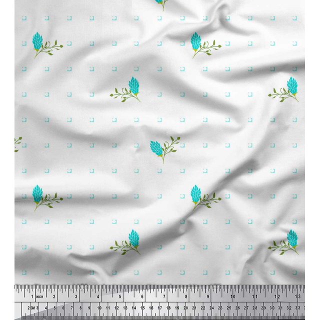 Soimoi Vert Coton Tissu Cambier Feuilles & Trèfle Imprimé Floral 1 Yard 56 Inch Wide