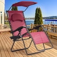 thumbnail image 5 of Patiojoy Recling Zero Gravity Chair with Drink Tray & Sunshade, Wine, 5 of 5