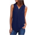 thumbnail image 1 of Cameland Camisoles d'Été Sans Manches pour Femmes à Fermeture Éclair, Tunique Décontractée à Col en V, Blouse à Manches Roulables, 1 of 7