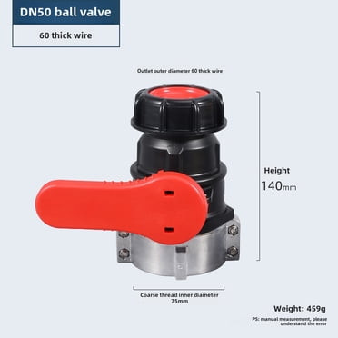 Durable DN50 (75mm) Acid-Resistant Ball Valve for IBC Tanks - Spiral Connection, Easy Installation, Smooth Operation, Versatile Chemical Use with 7-Day Return Policy (Export Coarse Thread Model)