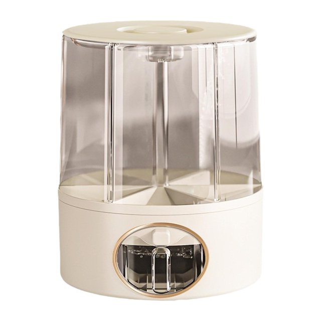 Luzkey Contenant de Rangement pour Riz Seau à Grains 6 Compartiments Récipient de Rangement pour Aliments Secs Rotatif à 360 Degrés Distributeur de Céréales pour Tous les Haricots Usage Domestique
