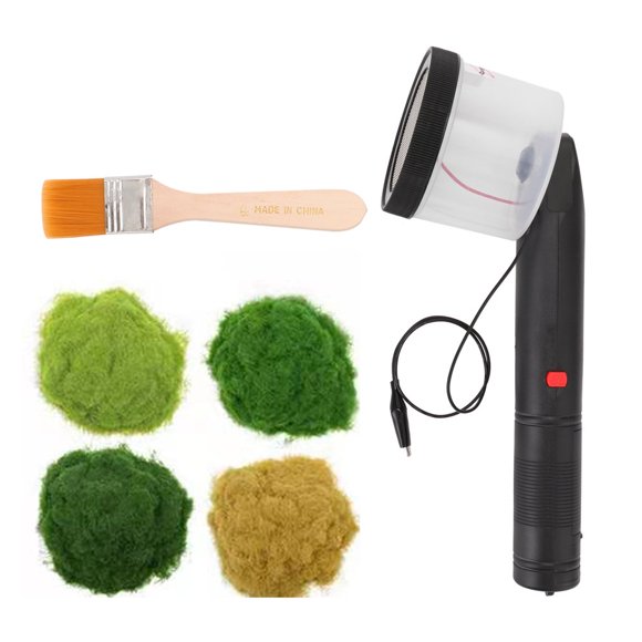 Applicateur de Flocage Statique Mini Poignée Antidérapante avec 4 Couleurs de Poudres de Gazon pour Modélisation Scénique DIY Table de Sable