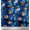 thumbnail image 3 of Soimoi Blue Heavy Canvas Fabric Moon & Planet Galaxy Print Fabric by Yard 58 Inch Wide, 3 of 3