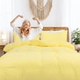 thumbnail image 4 of PiccoCasa 3 Pieces Microfiber Soft Breathable Duvet Cover Set Yellow Full, 4 of 7