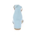 thumbnail image 2 of BLISSFUL STEP Outfit Women's Shoes Open Toe Mid Block Heel Ankle Strap Faux Suede Sandals Sky Blue 8.5, 2 of 7