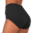 thumbnail image 4 of Women's Summer Solid Color And Striped Waist Length Pleated Beach Bikini Swim Pants, 4 of 6