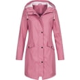 thumbnail image 1 of Toyfunny Women‘s Solid Rain Jacket Outdoor Hoodie Waterproof Long Coat Overcoat Windproof, 1 of 3