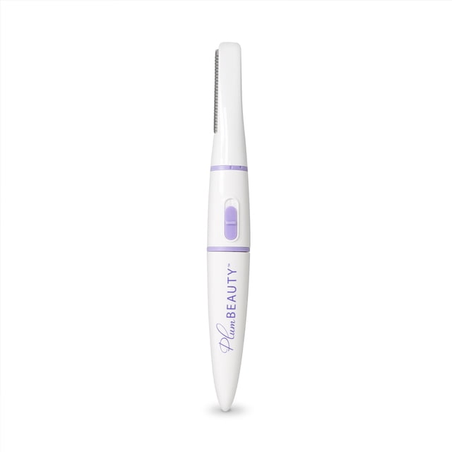 Sonic Dermaplaning Set Easy & Painless 1EA centered, front-facing handheld sonic dermaplaning device with visible power button and stainless-steel blade; compact ergonomic handle on neutral background, highlights sonic technology for removing peach fuzz and improving skincare absorption, suitable for travel touch-ups.