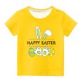 thumbnail image 1 of Penkiiy T-Shirts de Pâques pour Enfants Garçons Filles Mode Oreilles de Lapin de Pâques Œufs de Pâques Imprimé Col Rond Manches Courtes 4 Ans Jaune, 1 of 4