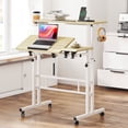 thumbnail image 1 of Soges Bureau Debout Mobile avec Porte-Gobelet et Crochets, Bureau Debout Portable, Petit Bureau Debout à Hauteur Réglable, Bureau Roulant avec Roulettes, Chariot pour Ordinateur Portable de Bureau à Domicile, Érable, 1 of 7