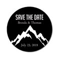 thumbnail image 1 of Darling Souvenir Round 45 Pcs Snowy Mountain Save The Date Stickers Personalized Bride Groom Names And Date Envelope Seals - Black, 1 of 4