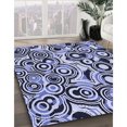 thumbnail image 3 of Ahgly Company Tapis d'Intérieur Ronds Transitionnels Bleus Lavables à la Machine, 3 Pieds Rond, 3 of 7