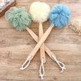 thumbnail image 3 of Wooden Long Handle Bath Brush Soft Nylon Mesh Back Scrubber Shower Body Cleaner, 3 of 10