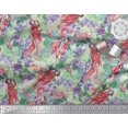 thumbnail image 3 of Soimoi Green Cotton Voile Fabric Floral,Insect & Parrot Bird Decor Fabric Printed BTY 56 Inch Wide, 3 of 3