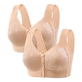 thumbnail image 1 of Diufon 2 Pack Wide Strap Bra for Women Everyday Front Closure Wireless Full Coverage Bras Soft Breathable Bra, 1 of 6