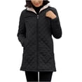 thumbnail image 1 of FAIWAD Women's Winter Coats Hooded Fleece Padded Zip Jackets Long Warm Slim Solid Color Overcoat, 1 of 7