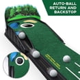 thumbnail image 5 of Golf Putting Mat, 3-Hole Portable Practice Green, Indoor Outdoor Training Aid, Realistic Roll Simulator, Compact Design for Home Office Skill Improvement, 5 of 5