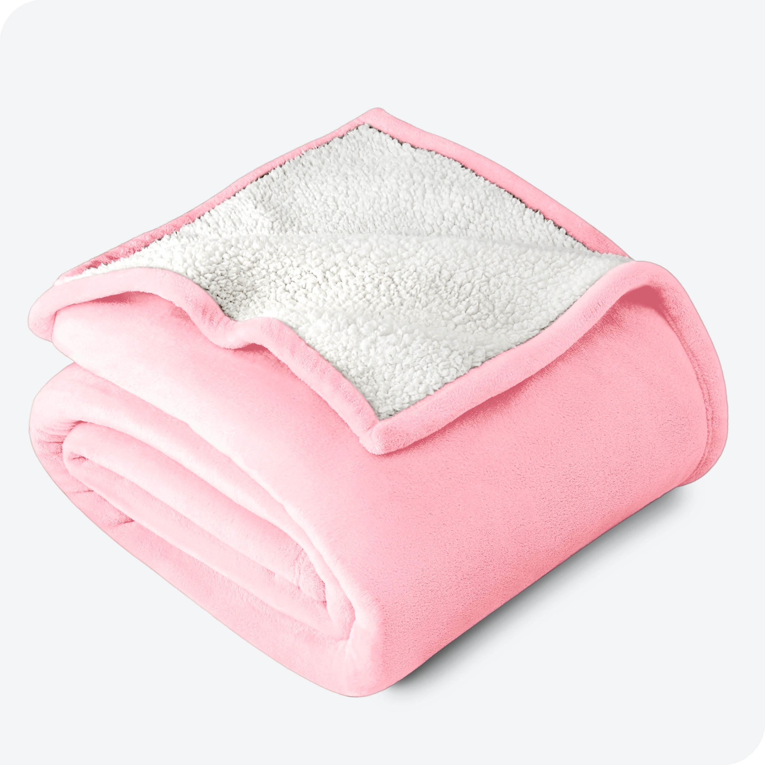 Bare Home Couverture de Lit en Sherpa Pelucheuse - Duveteuse et Douce - Réversible - Légère - Lit Simple/simple TG, Rose Pâle