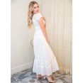 thumbnail image 3 of Women Renaissance Peasant Maiden Boho Inspired Cap Sleeve Lace Trim Maxi Dress, Cream, X-Large, 3 of 5