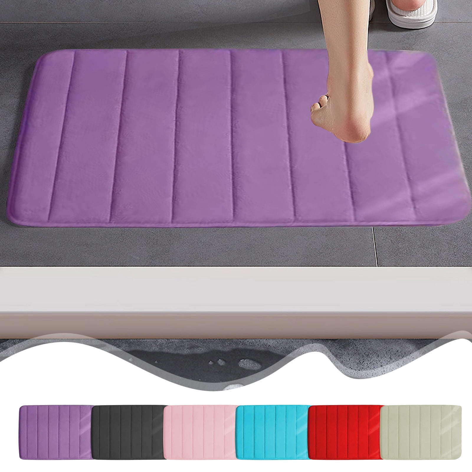 Iumwxz Bathroom Mat Carpet Bedroom Mat Non Slip Bathroom Foot Mat Bathroom Quilted Absorbent Floor Mat Easy To Wash and Dry 40x60cm Floor Mat Bathroom Rug Purple Polyester