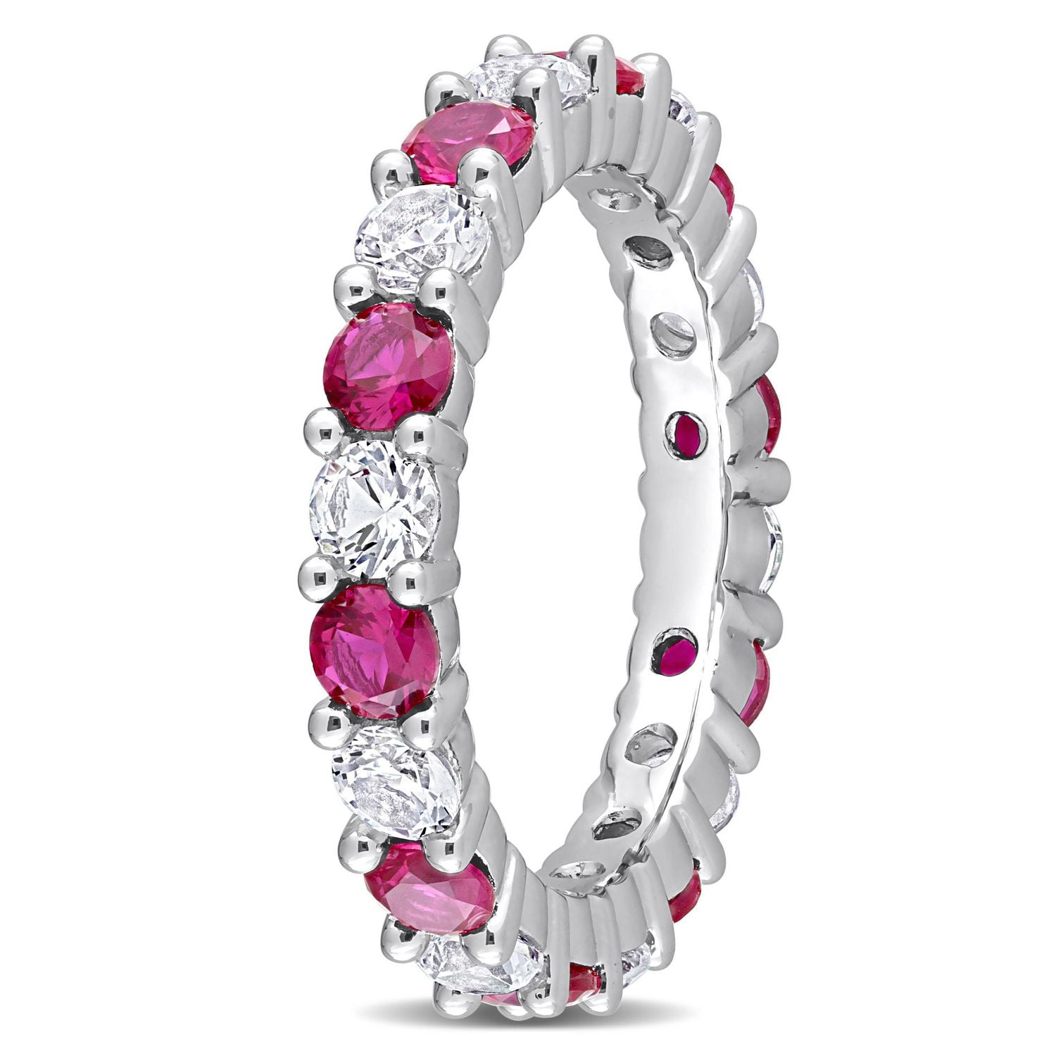 Miabella 3-3/4 Carat T.G.W. Created Ruby and Created White Sapphire Sterling Silver Eternity Anniversary Ring
