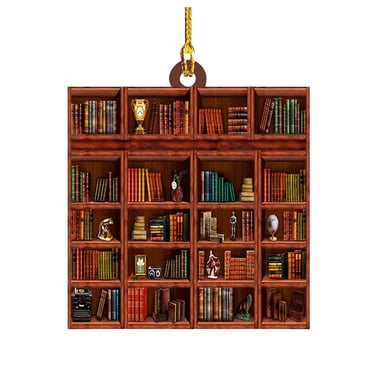 Bookshelf Book Pendant Decoration, Acrylic Multi-Purpose Ornament, Hanging Tree Decor, Key Bag, Bookmark, Strong & Durable