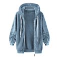 thumbnail image 3 of cllios Womens Winter Fuzzy Fleece Jacket Hooded Color Block Patchwork Cardigan Coats Oversized Fluffy Sherpa Outerwear with Pockets, 3 of 4