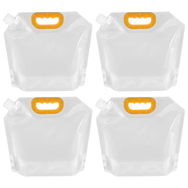 Unique Bargains 2.5L Collapsible Water Container Bag, Plastic Storage Jug Folding Water Bag, 4Pack Clear