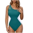 thumbnail image 1 of Diufon Women's Swimsuit Trendy Color Block Single Shoulder Backless Bathing Suits Summer Beach Sport Swimwear, 1 of 5