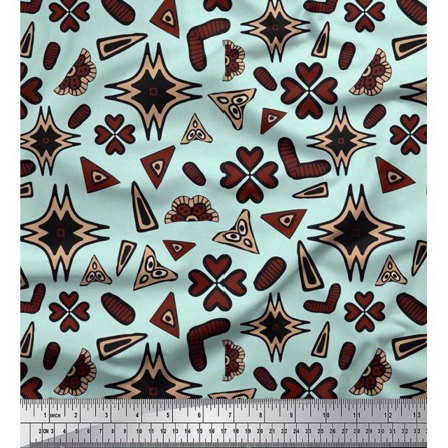 Soimoi Poly Georgette Fabric Flower Artistic Print Fabric by The Yard 42 Inch Wide