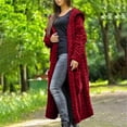 thumbnail image 3 of Cardigans Longs pour Femmes Hiver Uni Uni Tricoté Ample à Capuche Long Cardigan Chandail Manteau à Poches Rouge TG, 3 of 8
