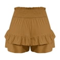 thumbnail image 5 of Timegard Wide Leg Shorts for Women Elastic Waisted Smocked Ruffle Bottom Flowy Lounge Shorts Beach Wear, 5 of 5