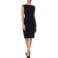 thumbnail image 2 of INSPIRE CHIC Robe Fourreau pour Femme Col Plissé Crayon Tenue de Travail Robes 2TG Noir, 2 of 5