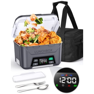 Cordless Electric Lunch Box,Heated Lunch Box Battery Powered with Automatic Scheduled Heating, 5.5 Cups Capacity, with Removable Tray Divider, Dishwasher Safe, for Hot Meals Anywhere